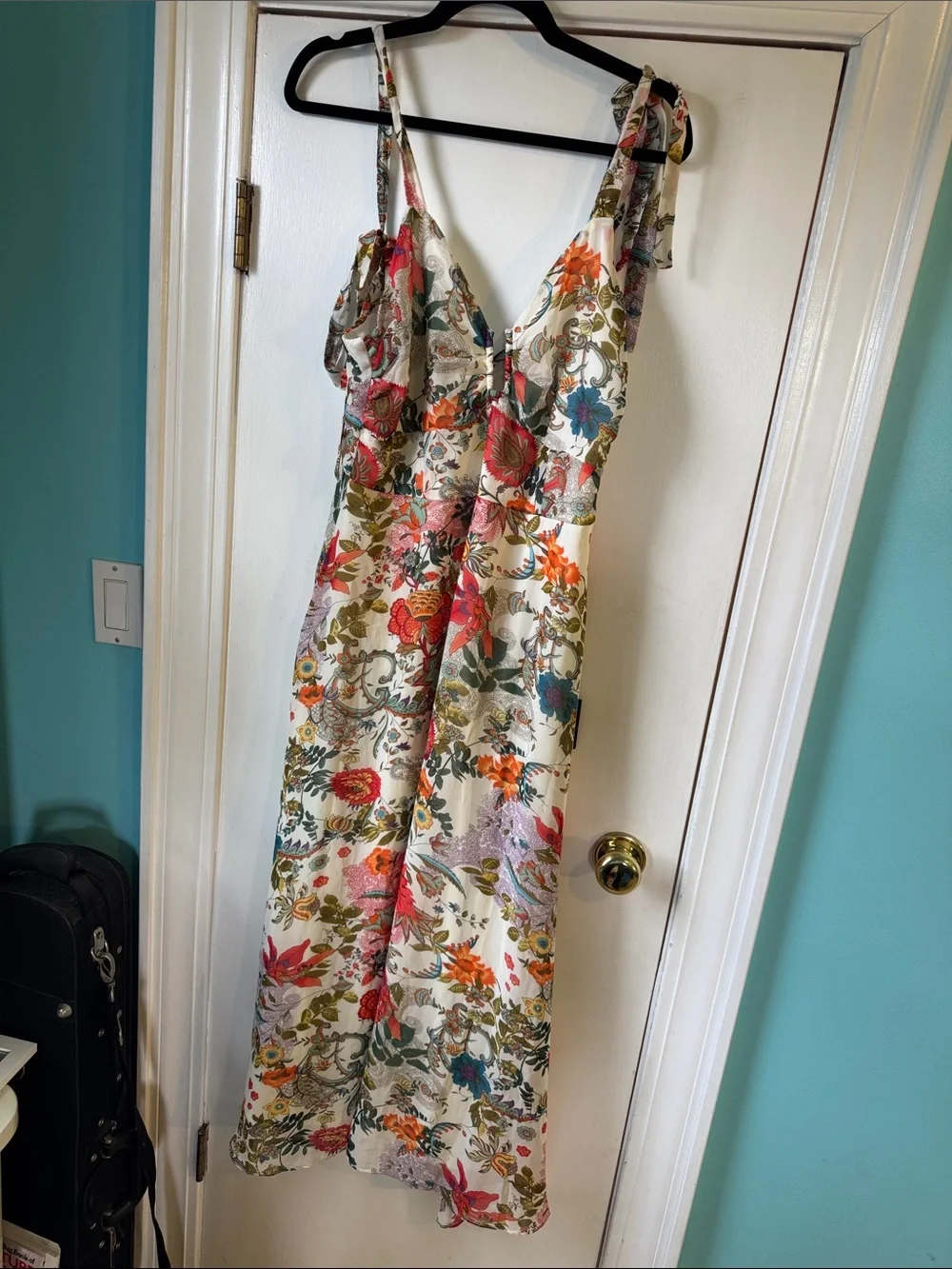 Lulus Simply Blissful Ivory Multi Floral Tie-strap A-line Midi Dress White - Picture 6 of 9
